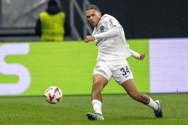 Nnamdi Collins (Eintracht Frankfurt) controls the ball, single action during the UEFA Europa League 2024 25 League Phase MD4 match between Eintracht Frankfurt v SK Slavia Praha at Deutsche Bank Park on November 7, 2024 in Frankfurt am Main, Germany. not used in POL SRB CRO FRA GBR NED ITA USA Defodi-747_747_20241107_EFSlPr_000000213