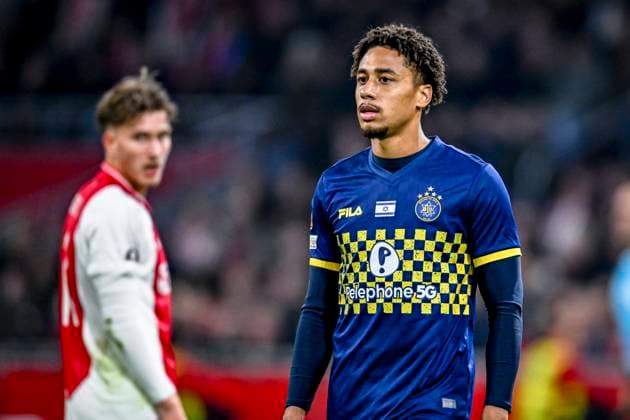 Maccabi Tel Aviv defender Tyrese Asante, during the match Ajax - Maccabi Tel Aviv at the Johan Cruijff ArenA for the UEFA Europa League - League phase - Matchday 4 season 2024-2025 in AMSTERDAM, Netherlands on 7 november 2024, (photo by Stefan Koops EYE4images DeFodi Images) not used in POL SRB CRO FRA GBR NED ITA USA Defodi-746_198995