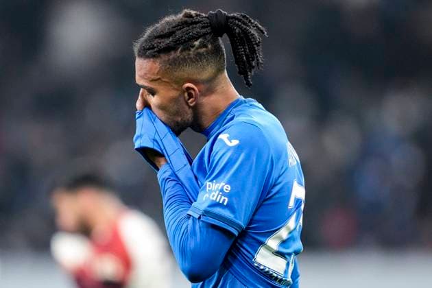 Kevin Akpoguma (Hoffenheim, 25), Spieler der TSG 1899 Hoffenheim, enttäuscht schauend, Enttäuschung, Frustration, disappointed, pessimistisch, Einzelbild, Einzelfoto, Aktion, Action, 07.11.2024, Sinsheim (Deutschland), Fussball, UEFA Europa League, Gruppenphase, TSG 1899 Hoffenheim - Olympique Lyon, 07.11.2024, Sinsheim (Deutschland), Fussball, UEFA Europa League, Gruppenphase, TSG 1899 Hoffenheim - Olympique Lyon, DFB DFL REGULATIONS PROHIBIT ANY USE OF PHOTOGRAPHS AS IMAGE SEQUENCES AND OR QUASI-VIDEO.
