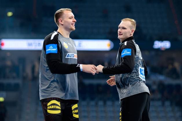 Handball: EM-Qualifikation, Deutschland - Schweiz, 2. Qualifikationsrunde, Gruppe 7, 1. Spieltag, Justus Fischer (Deutschland), Torhueter David Späth David Spaeth (Deutschland)n Mannheim SAP-Arena Baden-Württemberg Deutschland