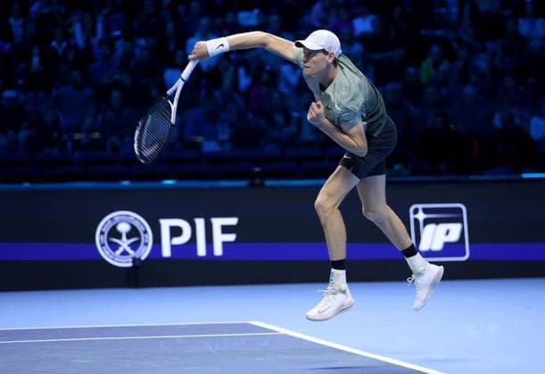 Jannik Sinner of Italy in action Nitto ATP, Tennis Herren Finals, Tennis, Inalpi Arena, Turin, Italy 09 Nov 2024  Copyright: xEllaxLing Shutterstockx 14886920ap