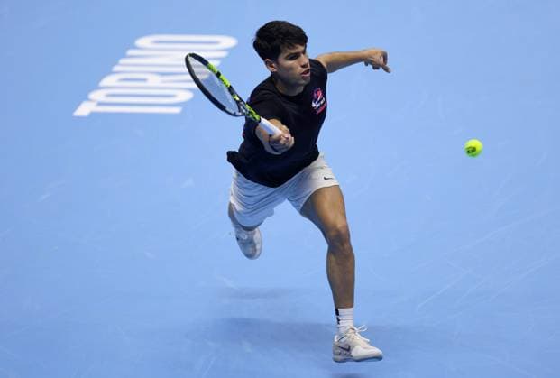 Carlos Alcaraz of Spain in action during practice Nitto ATP, Tennis Herren Finals, Tennis, Inalpi Arena, Turin, Italy 09 Nov 2024  Copyright: xEllaxLing Shutterstockx 14886920aj