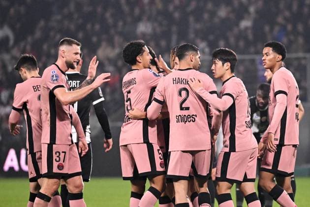 Angers SCO v Paris Saint-Germain - Ligue 1 MCDonald s 2024 2025 37 Milan SKRINIAR (psg) - 19 Lee KANG IN (psg) - 24 Senny MAYULU (psg) during the Ligue 1 MCDonald s match between Angers and Paris at Stade Jean Bouin on November 9, 2024 in Angers, France. Angers France  Copyright: xFEPx 776235264