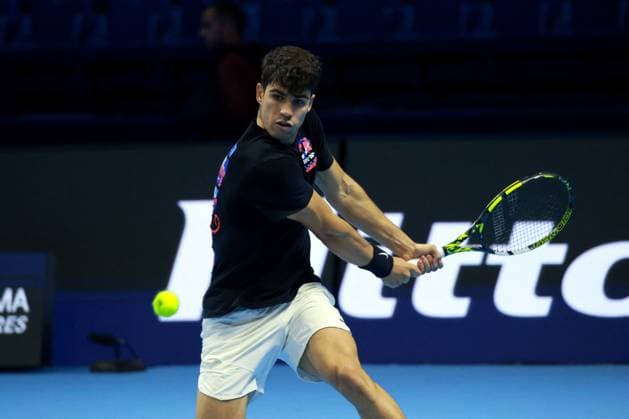 TENNIS - Internazionali di Tennis - 2024 ATP, Tennis Herren Nitto Finals training Carlos Alcaraz (Spain) during 2024 ATP Nitto Finals training, International Tennis match in Turin, Italy, November 09 2024 Turin Italy  Copyright: xIPAxSport ABACAx