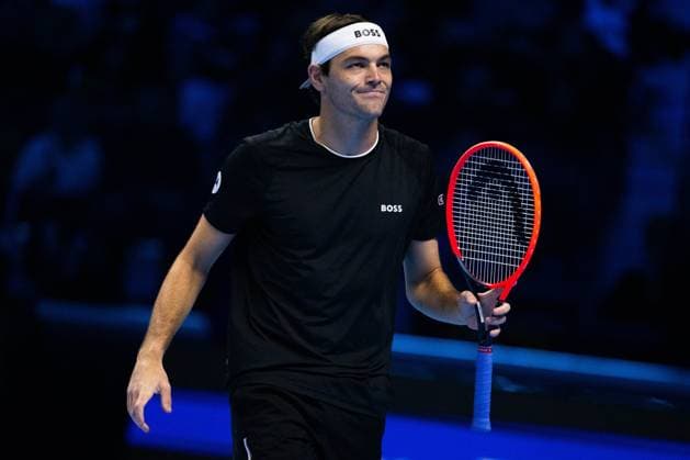Taylor Fritz, of United States reacts during the singles tennis match of the ATP, Tennis Herren World Tour Finals at the Pala Alpitour, versus Daniil Medvedev in Turin, Italy - - Sunday, November 10, 2024.  Copyright: xMarcoxAlpozzi LaPressex