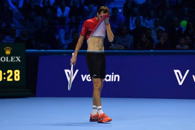 Foto IPP Massimo Rana Torino 10-11-2024 Tennis ATP, Tennis Herren Finals 2024 nella foto Daniil Medvedev deluso Italy Photo Press - World Copyright italy  Copyright: xR4924_italyphotopressx