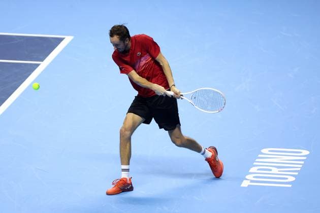 Daniil Medvedev vs Taylor Fritz Daniil Medvedev of Russia in action during the Round Robin singles match between Daniil Medvedev of Russia and Taylor Fritz of USA on Day One of the Nitto ATP, Tennis Herren World Tour Finals. Torino Pala Alpitour Italy Copyright: xMarcoxCanonierox