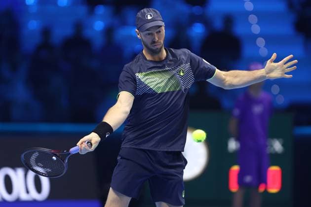 Tim Puetz (Germany) controls the ball, Day 2, Nitto ATP, Tennis Herren Finals 2024, INALPI Arena, November 11, 2024, Turin, Italy.