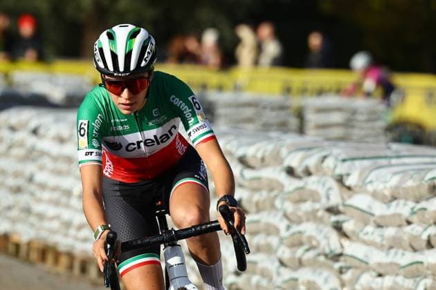 Italian Sara Casasola pictured in action during the women s elite race at the Jaarmarktcross cyclocross cycling event in Niel, race 3 8 of the Superprestige competition, . DAVIDxPINTENS  x105169609x