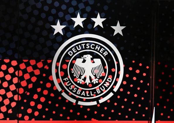 11.11.2024, xsltx, Fussball DFB Medientermine, DFB Auftaktpressekonferenz - Bundestrainer Julian Nagelsmann emspor, v.l. Logo DFB (DFL DFB REGULATIONS PROHIBIT ANY USE OF PHOTOGRAPHS as IMAGE SEQUENCES and or QUASI-VIDEO)