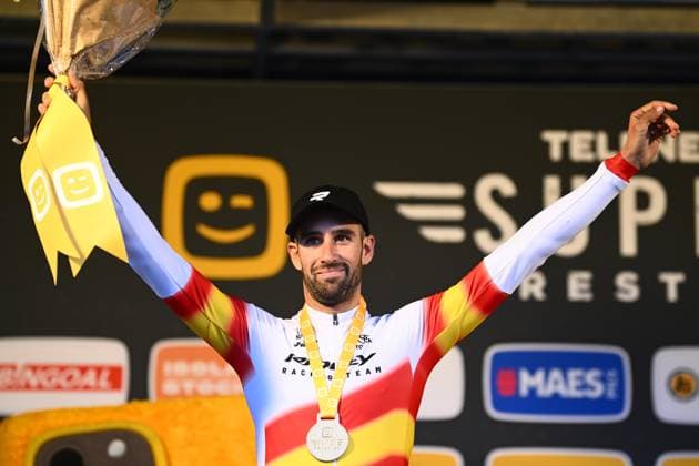 Telenet Superprestige cyclocross Niel 2024 NIEL, BELGIUM - NOVEMBER 11 : Orts Lloret Felipe (SPA) of Ridley Racing Team during the podium Ceremony of the 3th leg of the men Elite Telenet Superprestige cyclocross series 2024-2025 in Niel, Belgium, 11 11 2024 Niel Belgium  Copyright: xGvgx