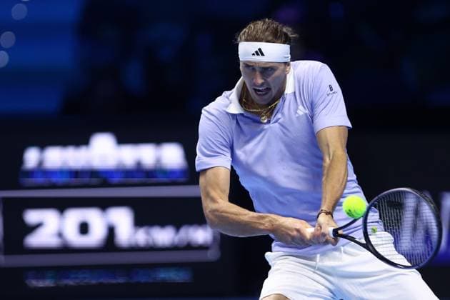 Alexander Zverev (Germany) controls the ball, Day 2, Nitto ATP, Tennis Herren Finals 2024, INALPI Arena, November 11, 2024, Turin, Italy.