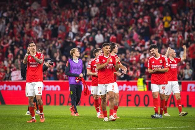 November 10, 2024, Lisbon, Portugal: SL Benfica team celebrates victory and thanks the fans at the end of the match between SL Benfica and FC Porto for the Liga Portugal Betclic at Estadio da Luz in Lisbon. Lisbon Portugal - ZUMAs197 20241110_aaa_s197_537 Copyright: xHenriquexCasinhasx