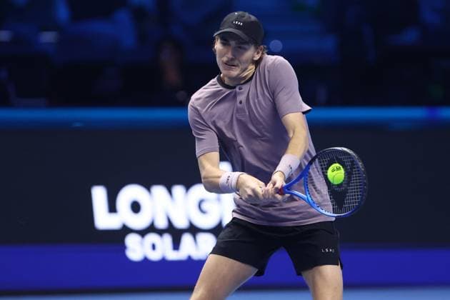 Max Purcell (Australia) controls the ball, Day 3, Nitto ATP, Tennis Herren Finals 2024, INALPI Arena, November 12, 2024, Turin, Italy.