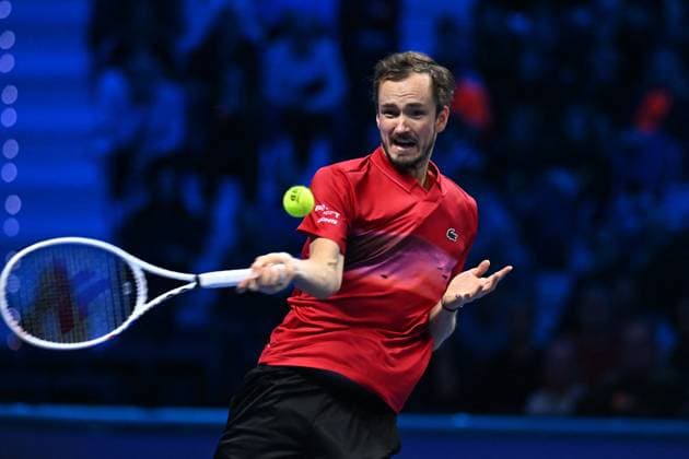 Nitto ATP, Tennis Herren Finals - Daniil Medvedev vs Alex de Minaur - Turin Daniil Medvedev (RUS) during his second match at the 2024 Nitto ATP Finals in Turin, Italy, on November 12, 2024. Photo by Corinne Dubreuil ABACAPRESS.COM Turin Italy  Copyright: xDubreuilxCorinne ABACAx