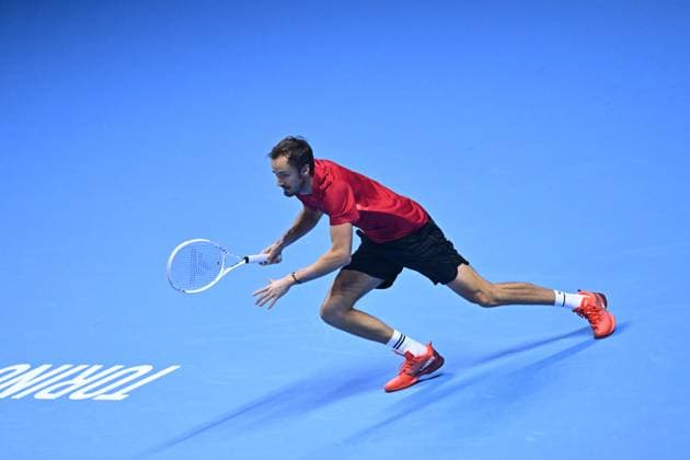 Nitto ATP, Tennis Herren Finals - Daniil Medvedev vs Alex de Minaur - Turin Daniil Medvedev (RUS) during his second match at the 2024 Nitto ATP Finals in Turin, Italy, on November 12, 2024. Photo by Corinne Dubreuil ABACAPRESS.COM Turin Italy  Copyright: xDubreuilxCorinne ABACAx