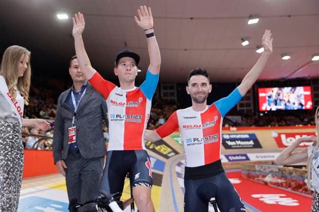 Lotto Six Days Flanders Ghent 2024 GENT, BELGIUM - NOVEMBER 12 : Van Den Bossche Fabio (BEL) of Belgaclima - DS Plastics and Thomas Benjamin (FRA) of Belgaclima - DS Plasticspictured during the 83th edition of the Six Days of Flanders-Ghent. The Six Days of Ghent ( Zesdaagse van Gent in Dutch) is a cycling event on the Kuipke cycling track in the Citadel Park in Ghent. On November 12, 2024 in Gent, Belgium, 12 11 2024 Gent Belgium  Copyright: xJanxDexMeuleneirx