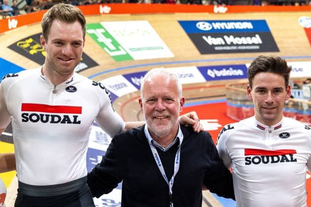 Dutch Yoeri Havik and Dutch Vincent Hoppezak pictured before the first day of the Zesdaagse Vlaanderen-Gent six-day indoor Track cycling, Rad, Radsport, Bahnrad, Bahn event at the indoor cycling arena t Kuipke, Tuesday 12 November 2024, in Gent. WARDxVANDAEL  x105264656x