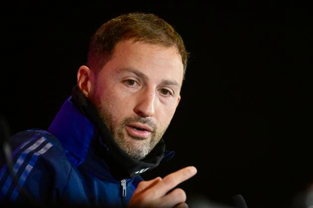 Media Activities of the Belgian National Football team - 13 11 2024 TUBIZE, BELGIUM - NOVEMBER 13 : Tedesco Domenico head coach of Belgium pictured during a press conference, PK, Pressekonferenz prior to the Nations League games against Italy and Israel at the Belgian National Football center on November 13, 2024 in Tubize, Belgium, 13 11 2024 Tubize Belgium  Copyright: xPeterxDexVoechtx