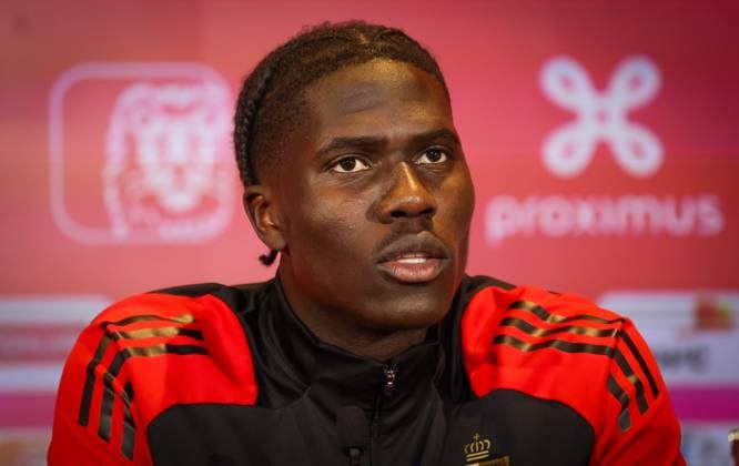 Belgium s Amadou Onana pictured during a training session of Belgian national soccer team Red Devils, ahead of tomorrow game against Italy in the Nations League group phase, Wednesday 13 November 2024 in Tubize. VIRGINIExLEFOUR  x105307800x