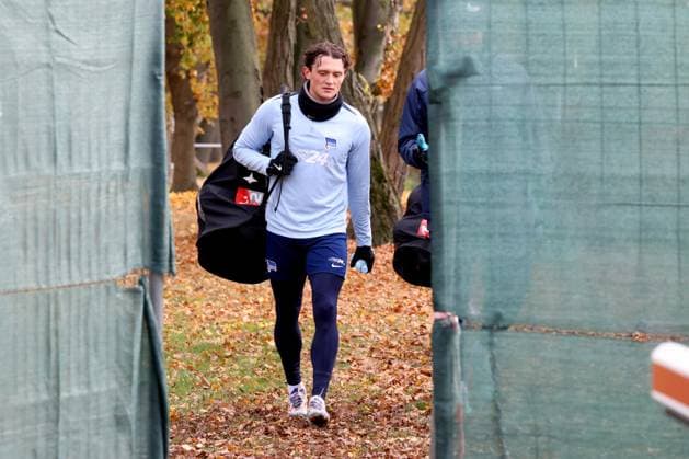 DEU, DFL, 2. FBL Hertha BSC, Training, 13.11.2024, Sportforum, Berlin, DEU, DFL, 2. FBL Hertha BSC, Training, im Bild Fabian Reese (Hertha BSC Berlin 11) DFL - regulations prohibit any use of Photographs as image sequences and or quasi-video Foto: Juergen Engler nordphoto GmbH