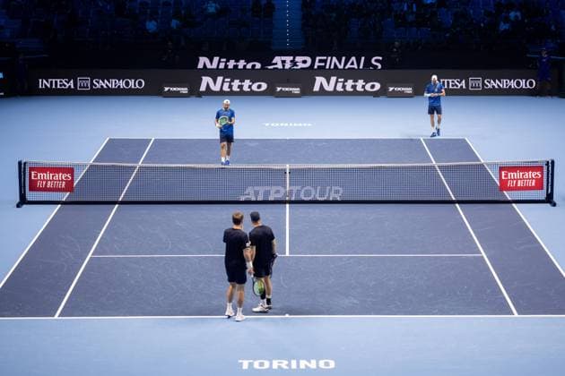 Italy s Simone and Italy s Andrea Vavassori during the match against Kevin KRAWIETZ, of Germay and Tim PUETZ of Germany, at the Inalpi Arena in Turin, Italy - - Wednesday, November 13, 2024.  Copyright: xMarcoxAlpozzi LaPressex