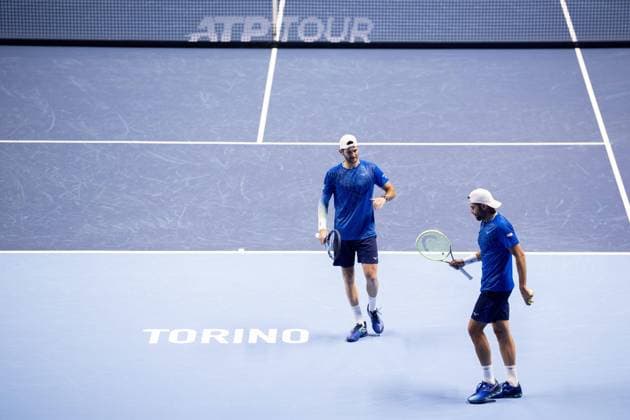 Italy s Simone and Italy s Andrea Vavassori during the match against Kevin KRAWIETZ, of Germay and Tim PUETZ of Germany, at the Inalpi Arena in Turin, Italy - - Wednesday, November 13, 2024.  Copyright: xMarcoxAlpozzi LaPressex