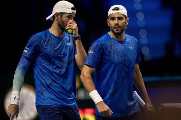 Italy s Simone and Italy s Andrea Vavassori during the match against Kevin KRAWIETZ, of Germay and Tim PUETZ of Germany, at the Inalpi Arena in Turin, Italy - - Wednesday, November 13, 2024.  Copyright: xMarcoxAlpozzi LaPressex