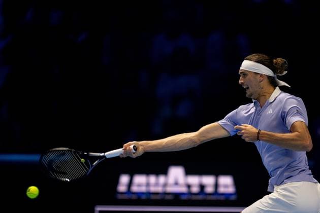 Germany s Alexander Zverev returns the ball to Norway s Casper Ruud& xa0;during& xa0;their singles tennis match of the ATP, Tennis Herren World Tour Finals at the Inalpi Arena, in Turin, Italy - - Wednesday, November 13, 2024.  Copyright: xMarcoxAlpozzi LaPressex