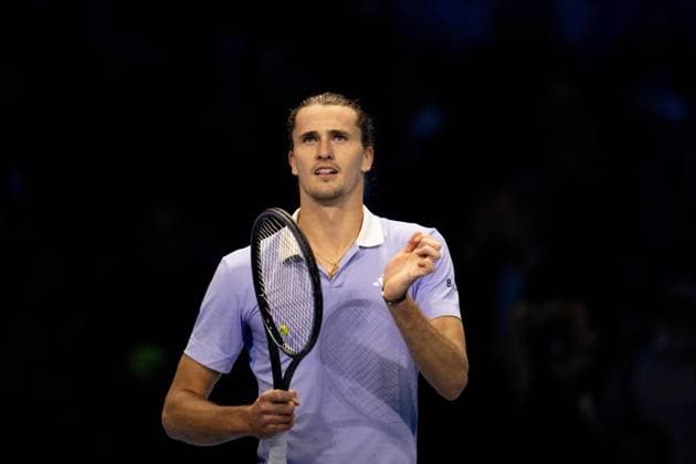 Germany s Alexander Zverev react after winning the singles tennis match of the ATP, Tennis Herren World Tour Finals against Norway s Casper Ruud& xa0;at the Inalpi Arena in Turin, Italy - - Wednesday, November 13, 2024.  Copyright: xMarcoxAlpozzi LaPressex