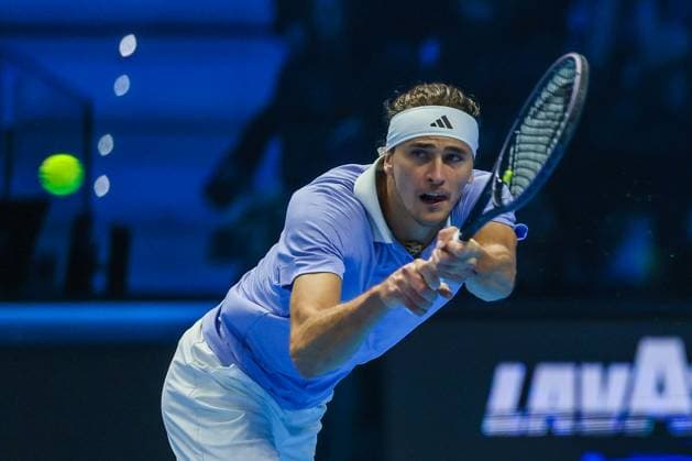 Alexander Zverev of Germany vs Casper Ruud of Norway - Nitto ATP, Tennis Herren FINALS 2024 Turin - 13 11 2024 Alexander Zverev of Germany seen in actions during Men s Singles Group Stage match against Casper Ruud of Norway on day four of the Nitto ATP Finals 2024 at Inalpi Arena Copyright: xBEAUTIFULxSPORTS Carabellix