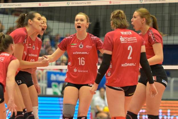 13.11.2024, Mitte Dresdens Emma Clothier, Volleyball, CEV-Cup, Europapokal, Dresdner SC - Vandoeuvre Nancy VB, (c) Dresden Deutschland