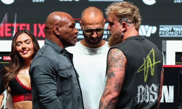 Sport Themen der Woche KW46 Sport Bilder des Tages Netflix & Most Valuable Promotions Boxing Event Final press conference, PK, Pressekonferenz Toyota Music Pavilion, Irving, Texas, United States 13 11 2024 Mike Tyson and Jake Paul Mike Tyson and Jake Paul 13 11 2024  Copyright: x INPHO EdxMulhollandx EM2_7142