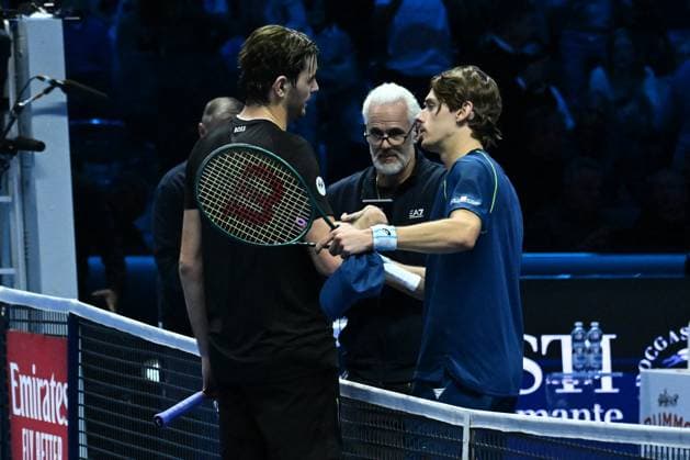 TENNIS - Internazionali di Tennis - Nitto ATP, Tennis Herren Finals - Fritz vs De Minaur Taylor Fritz (USA) wins against Alex de Minaur (AUS) during day five of the Nitto ATP finals 2024 at Inalpi Arena on November 14, 2024 in Turin, Italy. Turin Italy  Copyright: xIPAxSport ABACAx