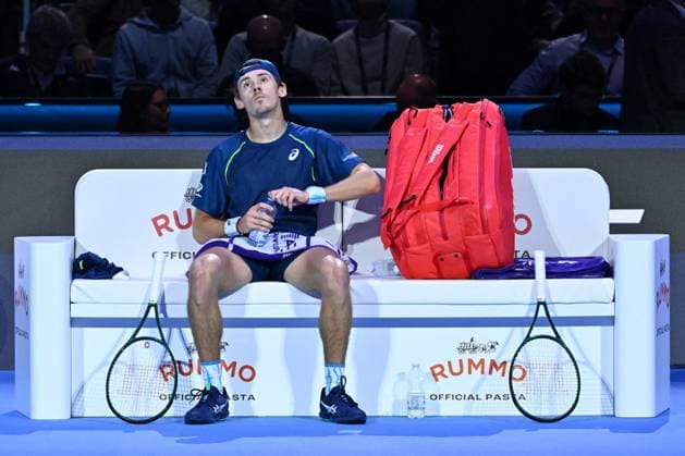 TENNIS - Internazionali di Tennis - Nitto ATP, Tennis Herren Finals - Fritz vs De Minaur Alex de Minaur (AUS) in action against Taylor Fritz (USA) during day five of the Nitto ATP finals 2024 at Inalpi Arena on November 14, 2024 in Turin, Italy. Turin Italy  Copyright: xIPAxSport ABACAx