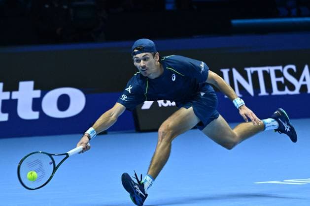 TENNIS - Internazionali di Tennis - Nitto ATP, Tennis Herren Finals - Fritz vs De Minaur Alex de Minaur (AUS) in action against Taylor Fritz (USA) during day five of the Nitto ATP finals 2024 at Inalpi Arena on November 14, 2024 in Turin, Italy. Turin Italy  Copyright: xIPAxSport ABACAx