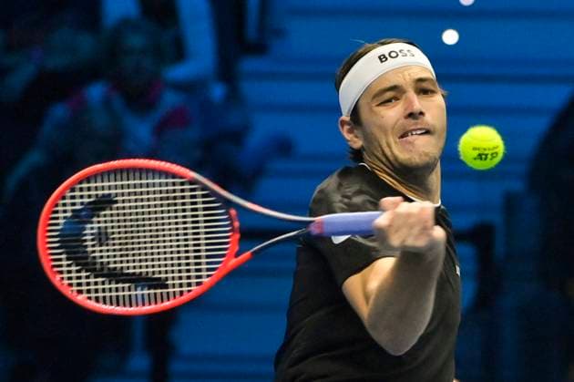 November 14, 2024: Taylor Fritz of USA in action against Alex de Minaur of Australia during their Nitto ATP, Tennis Herren Finals Day 5 during day one of the Nitto ATP Finals at Inalpi Arena on November 14, 2024 in Turin, Italy. - ZUMAg210 20241114_abp_g210_007 Copyright: xStefanoxGuidix
