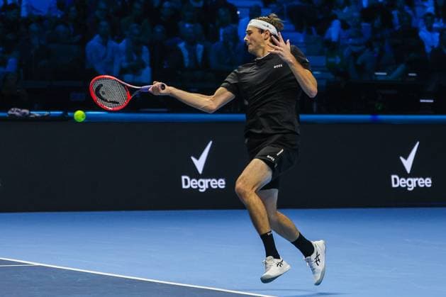 Taylor Fritz of United States vs Alex De Minaur of Australia - Nitto ATP, Tennis Herren FINALS 2024 Turin - 14 11 2024 Taylor Fritz of United States seen in actions during Men s Singles Group Stage match against Alex De Minaur of Australia on day five of the Nitto ATP Finals 2024 at Inalpi Arena Copyright: xBEAUTIFULxSPORTS Carabellix