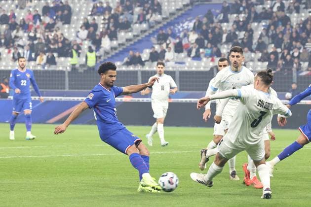 Football France-Israël PHOTOPQR LE PARISIEN Fred Dugit ; Saint-Denis ; 14 11 2024 ; Sports Saint-Denis (93), le 14 11 2024 5e journée de la Ligue des nations de football France-Israël au Stade de France. Photo LP Fred Dugit Warren Zaire Emery Saint denis, France, nov 14th 2024 5th day of the Nations League football France - Israel at the Stade de France