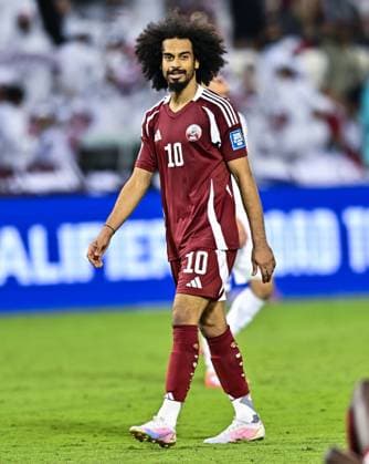 2026 FIFA World Cup, WM, Weltmeisterschaft, Fussball QUALIFIER -QATAR V UZBEKISTAN Akram Afif of Qatar celebrates after winning the FIFA World Cup 2026 AFC Asian Qualifiers third round group A match between Qatar and Uzbekistan at Jassim Bin Hamad Stadium in Doha, Qatar, on November 14, 2024 DOHA Qatar Copyright: xNOUSHADx