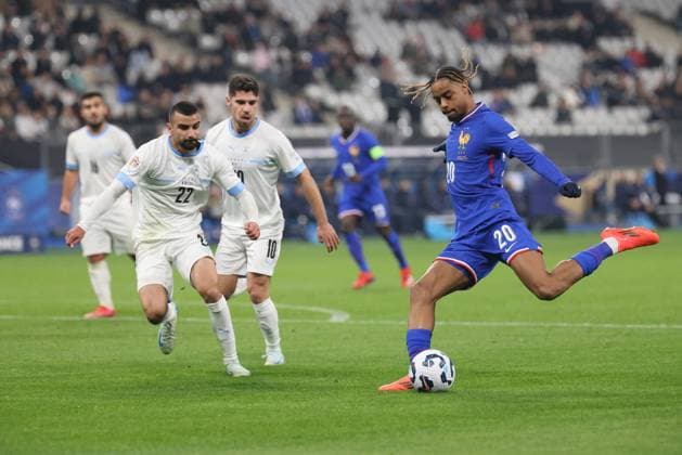 RECORD DATE NOT STATED FRANCE - ISRAEL PHOTOPQR LE PARISIEN Olivier Lejeune ; ; ; L équipe de France de football reçoit Israël, jeudi 14 novembre, au Stade de France à Saint-Denis, pour une rencontre de Ligue des nations. PH O.LEJEUNE JEUDI 14 NOVEMBRE 2024 Bradley Barcola Saint denis, France, nov 14th 2024 5th day of the Nations League football France - Israel at the Stade de France France  Copyright: xPHOTOPQR LExPARISIEN MAXPPPxLP OlivierxLejeunex 20241114LPA9196 20241114LPA9196
