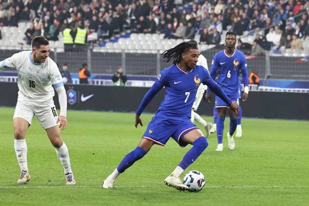 Football France-Israël PHOTOPQR LE PARISIEN Fred Dugit ; Saint-Denis ; 14 11 2024 ; Sports Saint-Denis (93), le 14 11 2024 5e journée de la Ligue des nations de football France-Israël au Stade de France. Photo LP Fred Dugit Micahel Olise Saint denis, France, nov 14th 2024 5th day of the Nations League football France - Israel at the Stade de France