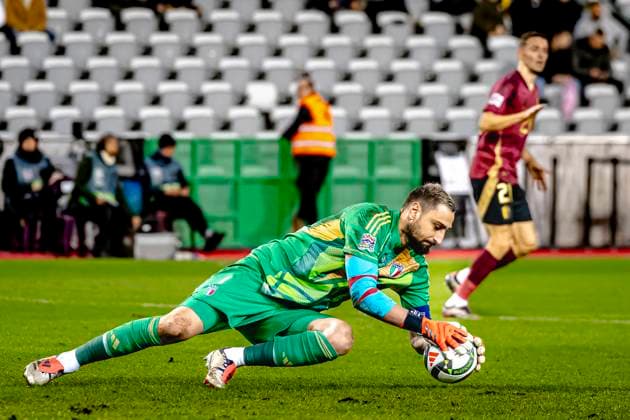 Italy goalkeeper Gianluigi Donnarumma, during the match Belgium - Italy at the King Baudouin Stadiu for the UEFA Nations League - League A - Group A2 season 2024-2025 in BRUSSELS, Netherlands on 14 november 2024, (photo by Marcel van Dorst EYE4images DeFodi Images) not used in POL SRB CRO FRA GBR NED ITA USA Defodi-746_200449