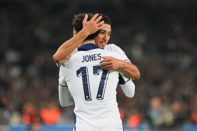 Greece v England UEFA Nations League Curtis Jones and Jude Bellingham of England celebrate a goal during the UEFA Nations League match at Olympic Stadium, Athens UK Newspapers OUT Copyright: xYannisxHalasx FIL-20915-0078