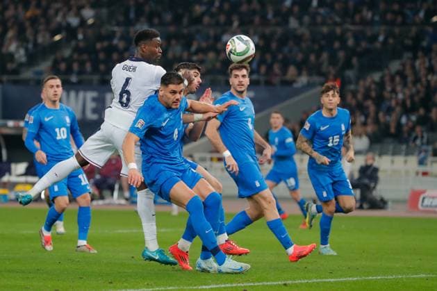 Greece v England UEFA Nations League Marc Guehi of England heads the ball during the UEFA Nations League match at Olympic Stadium, Athens UK Newspapers OUT Copyright: xYannisxHalasx FIL-20915-0087