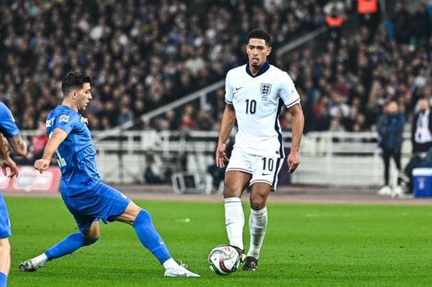 10 Jude Bellingham of England plays during the UEFA Nations League 2024 25 League B, Group B2 match between Greece and England on November 14, 2024 at OAKA Stadium, in Athens, Greece.  Copyright: xStefanosxKyriazis IPAxSportx xipx xx IPA_51566811 IPA_Agency_IPA51566811