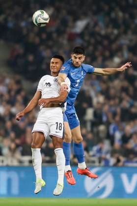 (241115) -- ATHENS, Nov. 15, 2024 -- Ollie Watkins (L) of England vies against Konstantinos Koulierakis of Greece during the UEFA Nations League League B football match between Greece and England in Athens, Greece, Nov. 14, 2024. (Photo by Xinhua) (SP)GREECE-ATHENS-FOOTBALL-NATIONS LEAGUE-GREECE VS ENGLAND PanagiotisxMoschandreou 