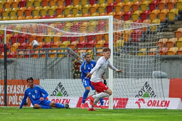 15.11.2024 BIALYSTOK (POLAND) PILKA NOZNA (FOOTBALL) ELITE LEAGUE POLSKA U20 - WLOCHY U20 NZ JORDAN MAJCHRZAK GOL RADOSC FOTO KAMIL SWIRYDOWICZ CYFRASPORT NEWSPIX.PL --- Newspix.pl  241115CSKS075