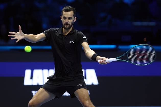Mate Pavic (Croatia) controls the ball, Day 6, Nitto ATP, Tennis Herren Finals 2024, INALPI Arena, November 15, 2024, Turin, Italy.