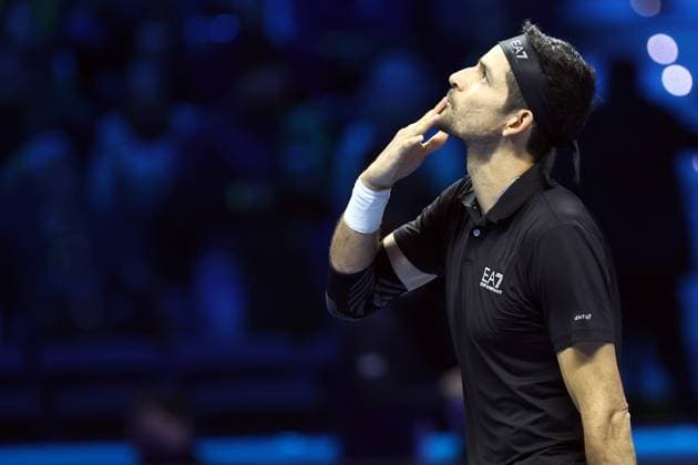 Marcelo Arevalo (El Salvador) celebrate after winning, Day 6, Nitto ATP, Tennis Herren Finals 2024, INALPI Arena, November 15, 2024, Turin, Italy.